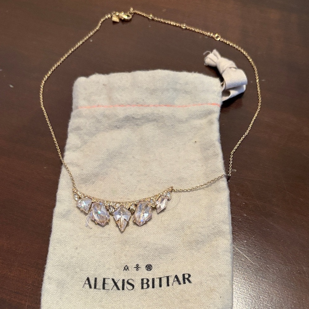 Alexis Bittar Gold Necklace with Clear Swarovski Crystals